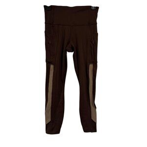 Athleta Ultimate Stash Craft Tight Toasted‎ Brown Colorblock Size S